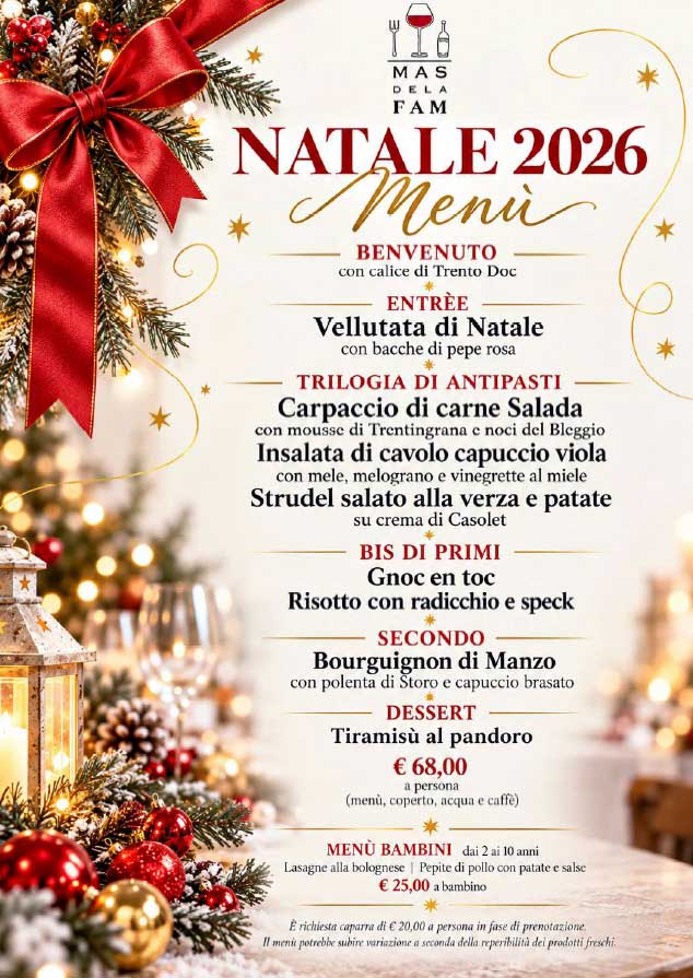 pranzoDiNatale Feste, eventi, raduni, cerimonie al Mas dela Fam, ristorante tipico trentino
