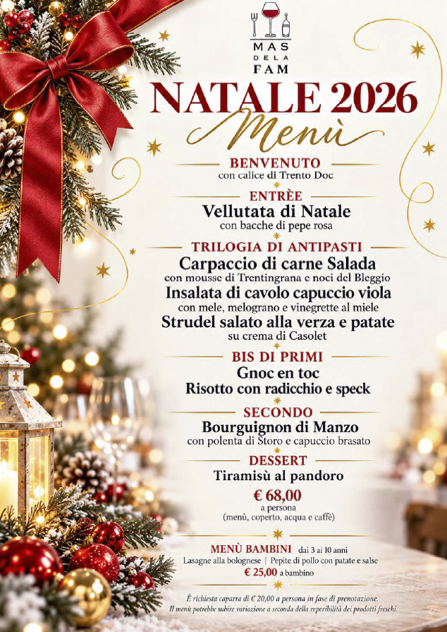 pranzoDiNatale Feste, eventi, raduni, cerimonie al Mas dela Fam, ristorante tipico trentino